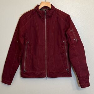 Kuhl vintage red canvas patina dye motto jacket size small